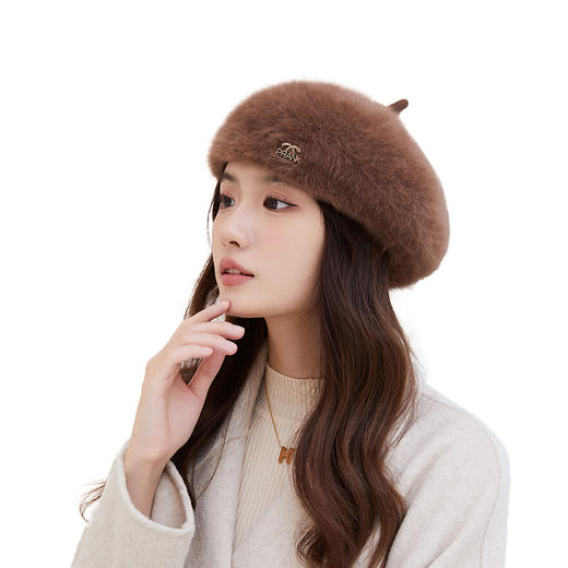 秋冬【日系兔毛画家帽女】户外 保暖时尚 贝雷帽子 商品图8