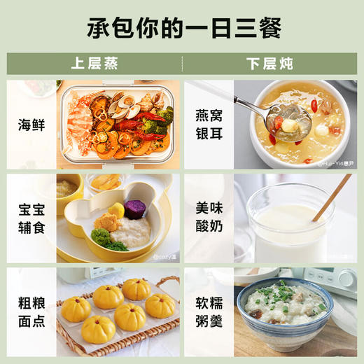 北鼎（Buydeem） 蒸炖锅 家用电蒸炖锅 燕窝隔水炖盅蒸炖一体煮粥煲炖汤锅电煮锅全自动预约电蒸锅 【浅衫绿】G55A（单层简配版） 商品图5