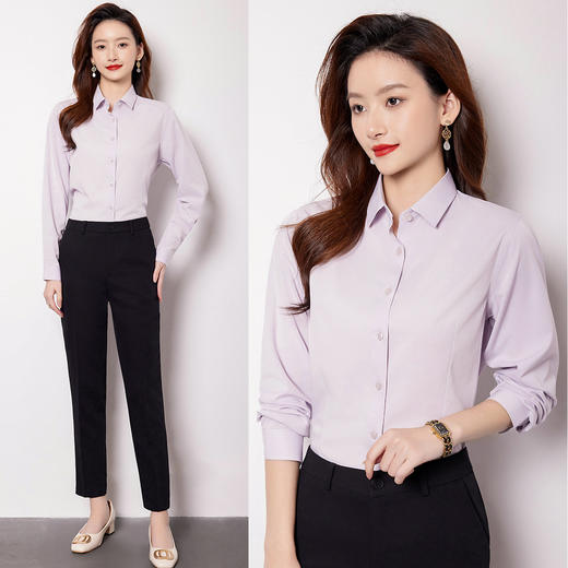 【含桑蚕丝】罗蒙女士长袖衬衫商务通勤简约百搭清新日常上装开衫女 商品图7
