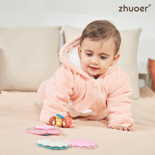 【秋冬保暖棉衣连体衣】卓儿宝宝加绒保暖纯棉棉衣连帽家居服婴儿连体衣爬爬服适合3个月-2岁 商品图1