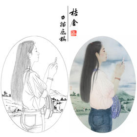 【大彩图】盘虎杰工笔画白描底稿小品现代人物高清打印稿HJ48
