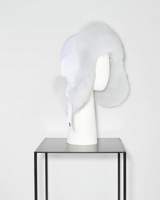 Yves Salomon - Chapka Skiwear Fabric/Fox - Sky Blue - 女装 - 滑雪帽 - 蓝色 商品图0