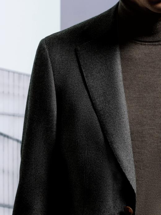 Stylbiella Super 100's 澳洲美丽诺羊毛粗纺法兰绒320克浅咖色全麻衬套装 商品图1