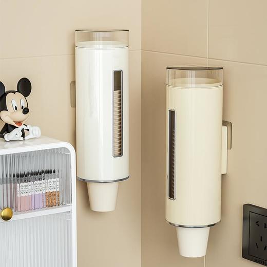 一次性杯子自动取杯器家用饮水机水杯纸杯壁挂式防尘收纳置物架子 商品图0