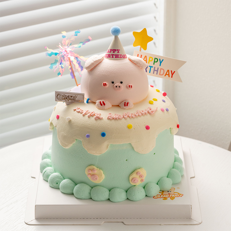情景蛋糕 福猪猪 牛奶奶油情景蛋糕 生日蛋糕 大理同城送
