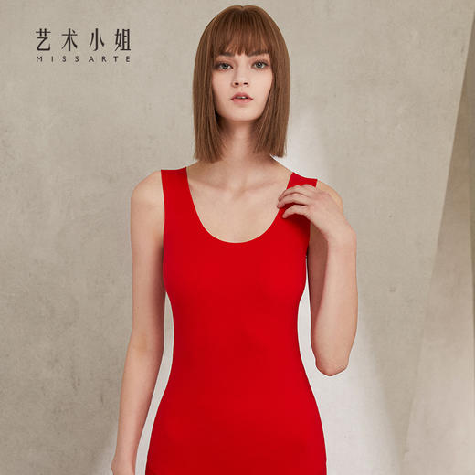 艺术小姐德绒保暖内衣女轻暖背心加绒双面无痕打底秋冬无袖上衣MA05BN 商品图3