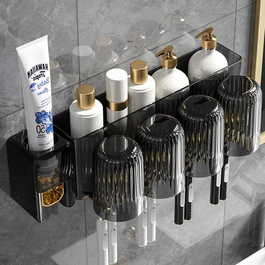 牙刷牙杯置物架子壁挂式免打孔电动牙具漱口杯架卫生间收纳盒套装 商品图3