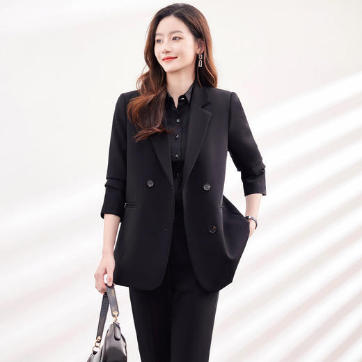 【上衣+裤子】罗蒙春秋款女士套装优雅通勤气质大方西服套装两件套女 商品图1