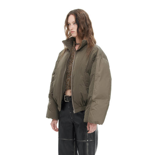 NUTH “小泡芙”｜棕色宽松拼接设计感厚款保暖棉服外套女 商品图1