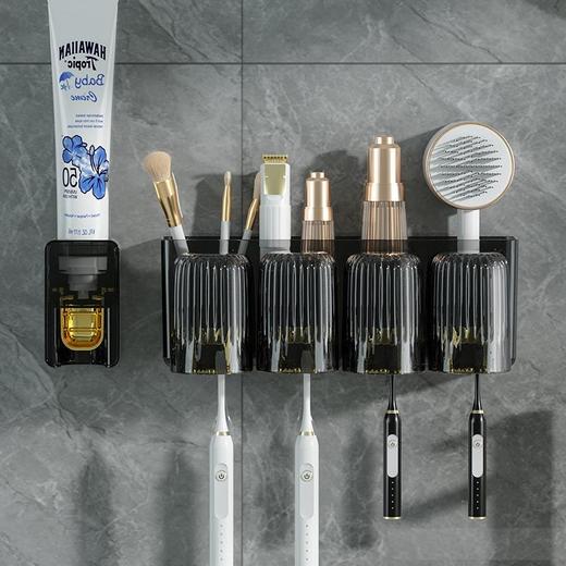 牙刷牙杯置物架子壁挂式免打孔电动牙具漱口杯架卫生间收纳盒套装 商品图1
