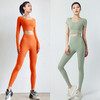依琦莲新品 裸感瑜伽长袖套装 AWJL22055+JL22158性感仙气瑜伽服加宽下摆U型圆领 V型美背 高腰收腹紧致双腿显瘦提臀便捷口袋 商品缩略图0