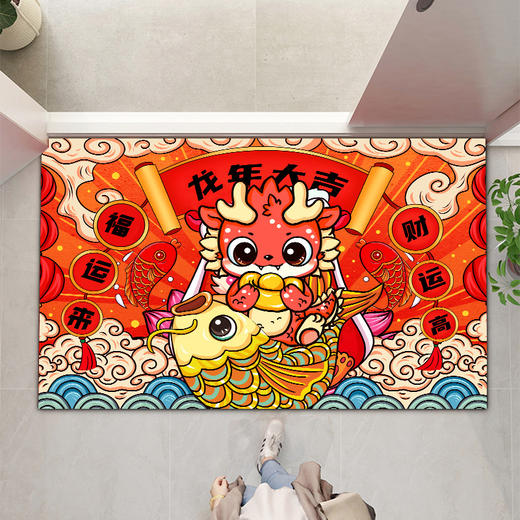 【蛇年大吉❗️国潮中国风地垫】年地垫新年入户门垫红色门口脚垫喜庆家用防滑玄关地毯垫子特价 商品图1