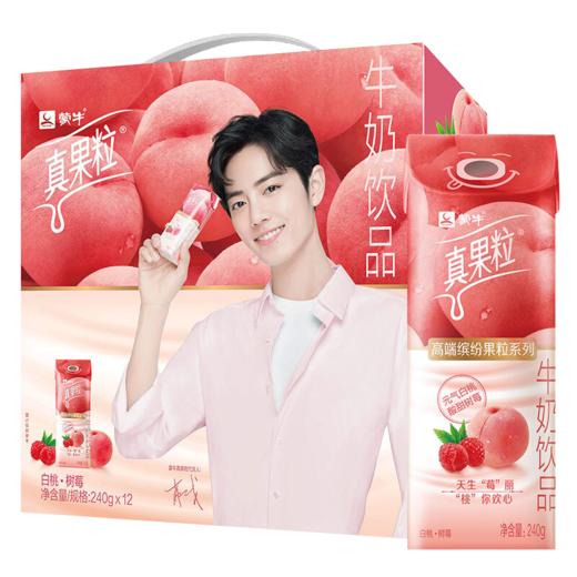 蒙牛真果粒高端缤纷果粒白桃树莓果味240g*10/箱 商品图0