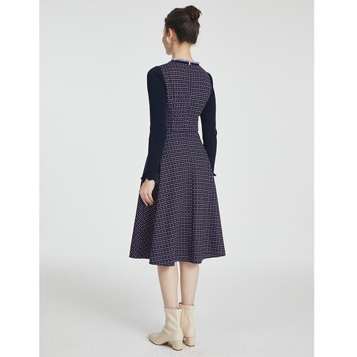 司歌弹力冬连衣裙毛织长袖圆领收腰气质优雅A881115 商品图2