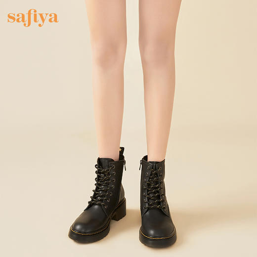 Safiya/索菲娅2023新品机车风英伦绑带马丁靴 SF34116058 商品图2