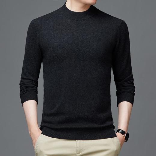 纯羊毛秋冬季男士半高领长袖羊毛衫青年中厚绵羊毛衣打底衫男装 商品图3