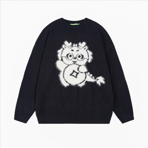 【服饰专场】秋冬新款实拍宽松美式国潮龙年提花圆领针织毛衣 商品图6