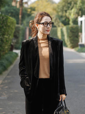 “绅士感” 青果领 真丝混 丝绒西装外套