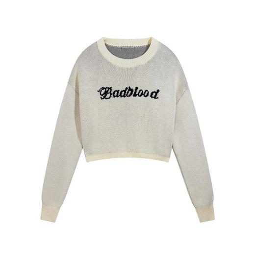 秋冬字母刺绣短款毛衣女款休闲运动辣妹上衣 商品图6