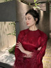 瑕疵|盛唐牡丹 |勃艮第红冠乐绉斜襟上衣[特价品] 商品缩略图3