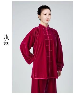A6689太极服女新款2023秋冬季加厚保暖金丝绒太极拳练功服 商品图3