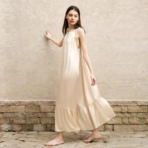 Soloseta真丝睡裙桑蚕丝家居服度假吊带连衣裙高级感2025秋冬 商品图1