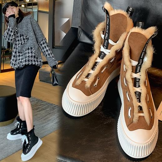 冬季保暖，厚底毛里绑带毛毛靴MM-9105-5 商品图1