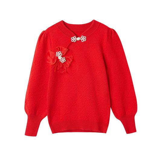 笛莎2023新款花朵国风针织毛衫 商品图4