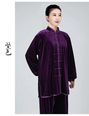 A6689太极服女新款2023秋冬季加厚保暖金丝绒太极拳练功服 商品图7