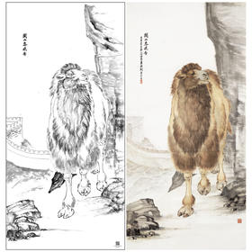【大彩图】刘奎龄工笔画白描底稿《关山春晓图》骆驼临摹勾线高清打印稿A644