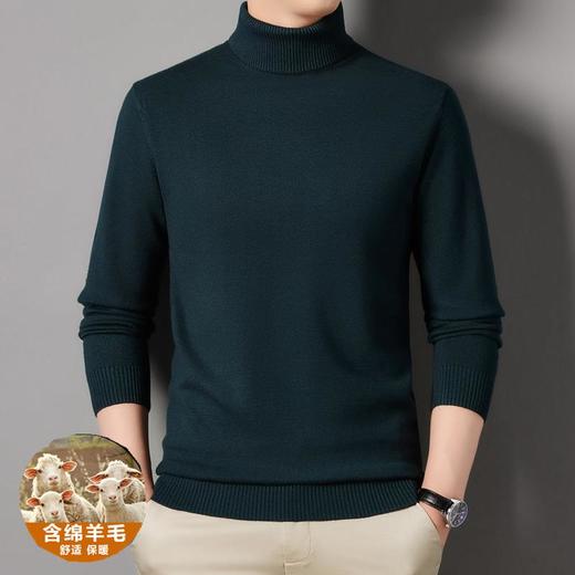 羊毛混纺长袖针织毛衣男士秋冬季新款加厚纯色休闲百搭打底羊毛衫 商品图2