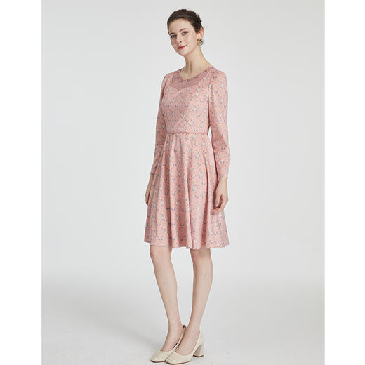 司歌冬长袖连衣裙圆领印花灯芯绒收腰A881295 商品图3