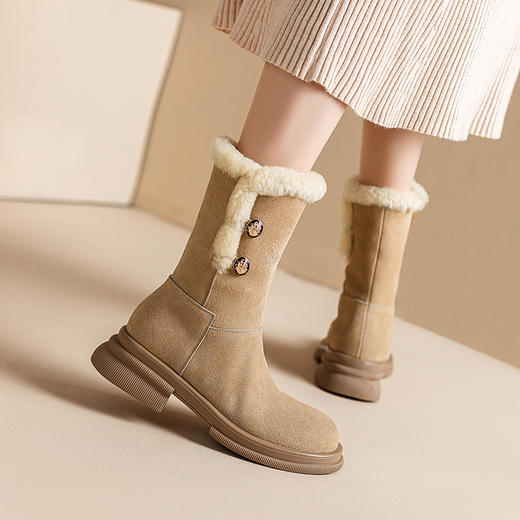 冬季保暖，羊羔毛厚底马丁靴XWJ-X180-20 商品图2