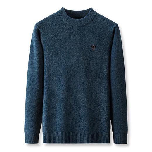 羊毛混纺加绒加厚针织衫毛衣秋冬季新款休闲提花保暖半高领羊毛衫 商品图4