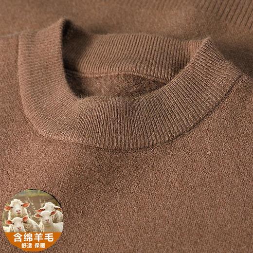 羊毛混纺长袖针织毛衣男士秋冬季加绒加厚潮流百搭休闲打底羊毛衫 商品图2