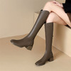 ZHR长筒靴女2023秋冬新款简约气质时尚洋气优雅复古及膝方头女靴 商品缩略图5