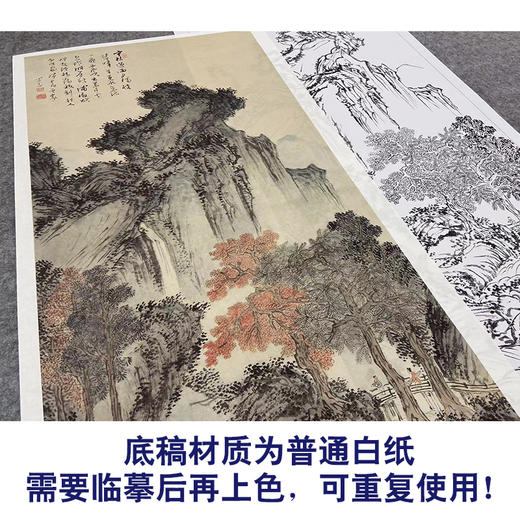 【大彩图】傅儒工笔画白描底稿《丛林遇雨图》临摹勾线高清打印稿A646 商品图3