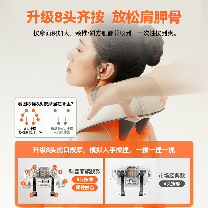 【金莎同款】科普菲 颈椎按摩器 肩颈按摩器理疗仪斜方肌按摩披肩腰背部颈部按摩仪热敷揉捏KPF-Neck06