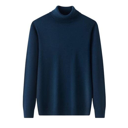 羊毛混纺长袖针织毛衣男士秋冬季新款加厚纯色休闲百搭打底羊毛衫 商品图4