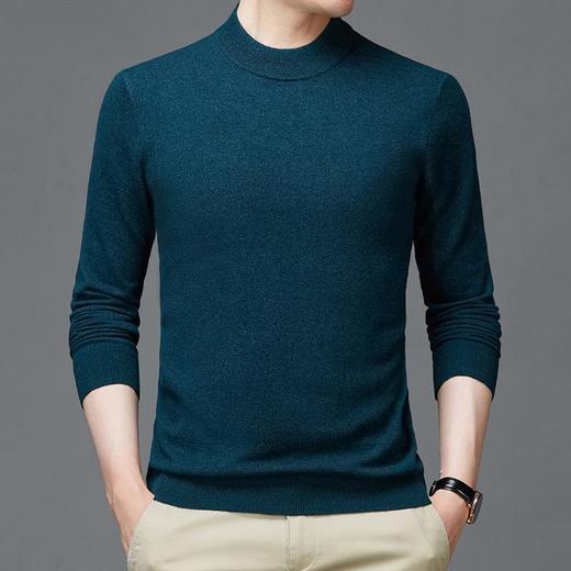 纯羊毛秋冬季男士半高领长袖羊毛衫青年中厚绵羊毛衣打底衫男装 商品图0