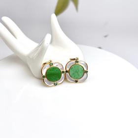 S925翡翠吊坠-方形圆面白贝