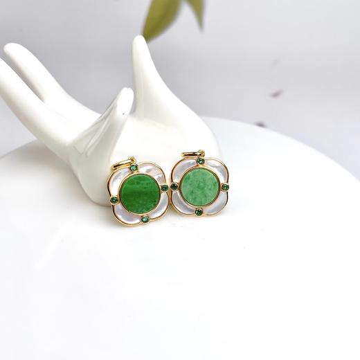 S925翡翠吊坠-方形圆面白贝 商品图0