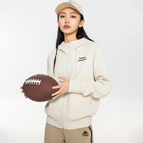 卡帕（Kappa）开身帽衫2024新款女运动卫衣字母休闲长袖外套K0E22MK70