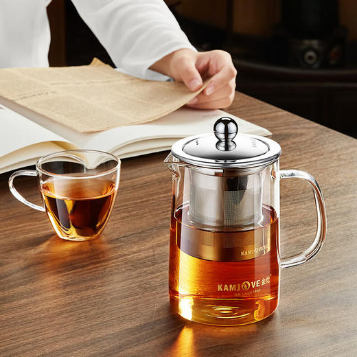 金灶A-01飘逸杯加厚玻璃泡茶壶茶壶不锈钢过滤内胆茶壶办公室茶具花茶壶A-03 商品图2