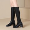 ZHR长筒靴女2023秋冬新款简约气质时尚洋气优雅复古及膝方头女靴 商品缩略图2