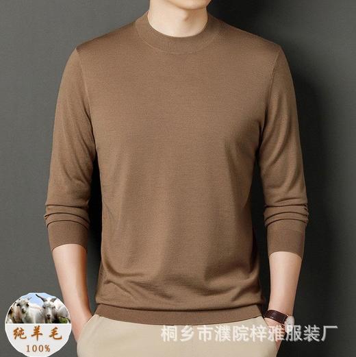 纯羊毛打底衫毛衣男士秋冬季新款半高领简约百搭纯色羊毛衫上衣男 商品图0