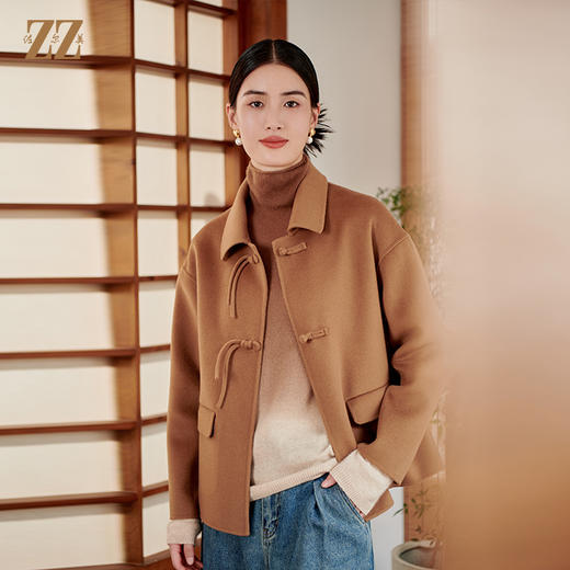 佐尔美冬季新款 气质时尚100%绵羊毛短款双面呢E34SM18 商品图0