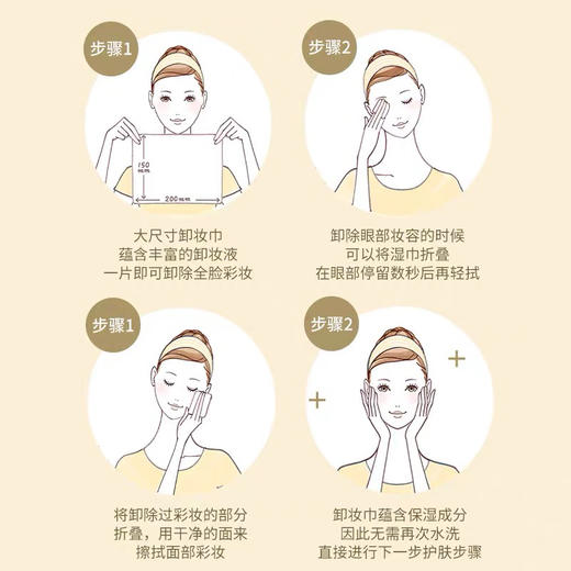 日本曼丹眼唇卸妆湿巾抽取式一次性便携卸妆巾脸部免洗46片粉 商品图5