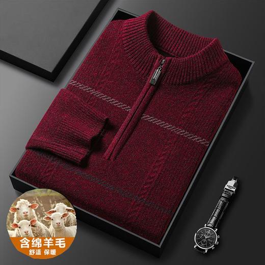 羊毛混纺加厚针织衫毛衣秋冬季新款立领拉链休闲百搭保暖羊毛衫男 商品图2