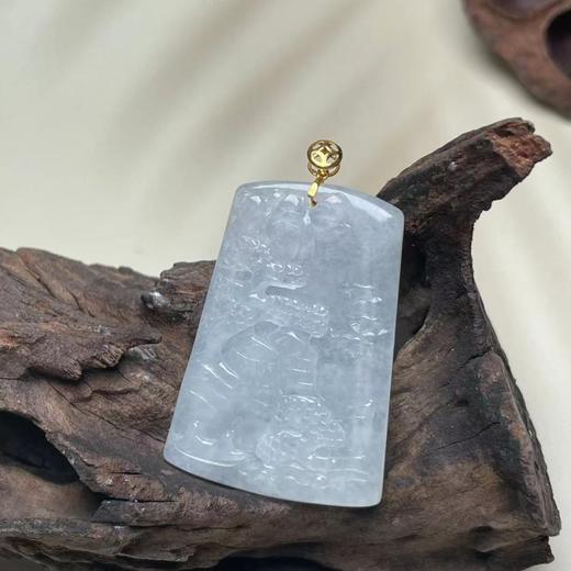 18k翡翠吊坠-铜钱梯形山水牌 商品图0